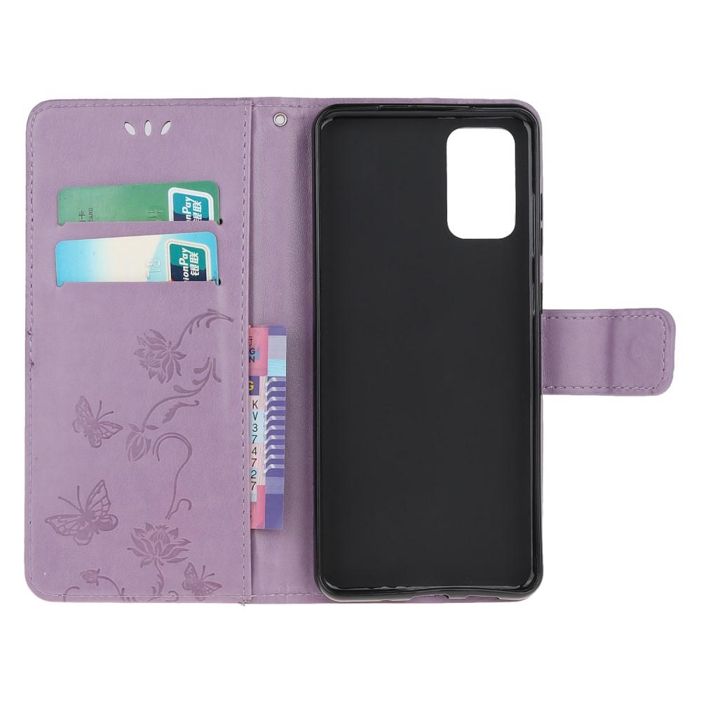 Samsung Galaxy S20 Mobiletui med sommerfugle, Lilla