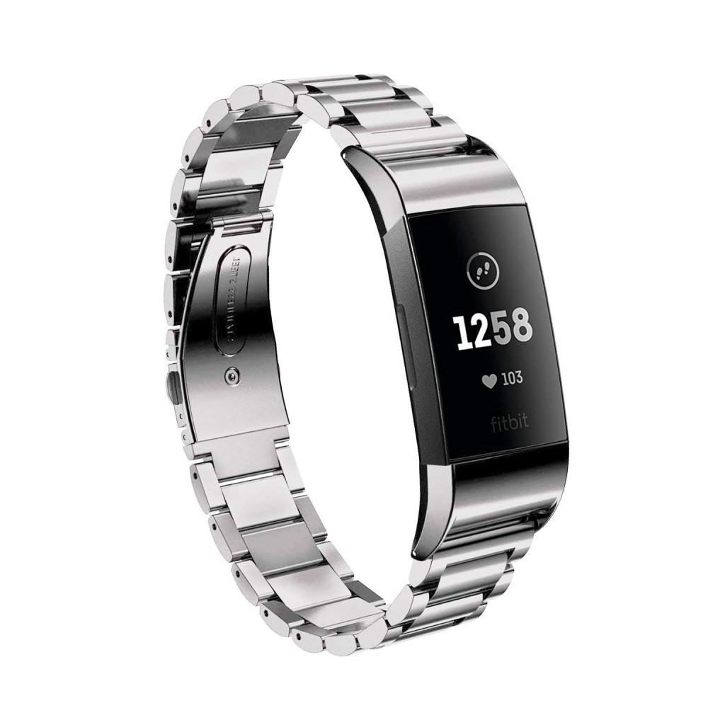 Fitbit Charge 3/Charge 4 Stilrent linkarmbånd i metal, Sølv