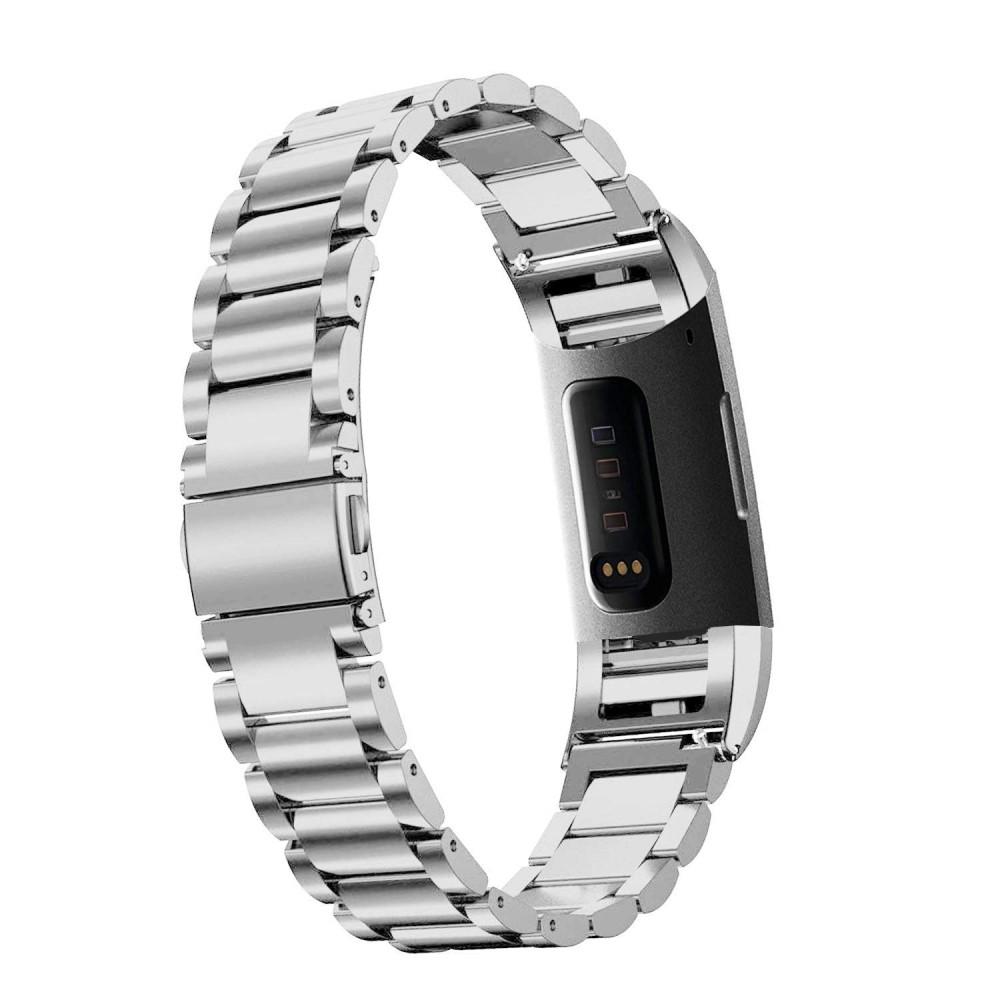 Fitbit Charge 3/Charge 4 Stilrent linkarmbånd i metal, Sølv