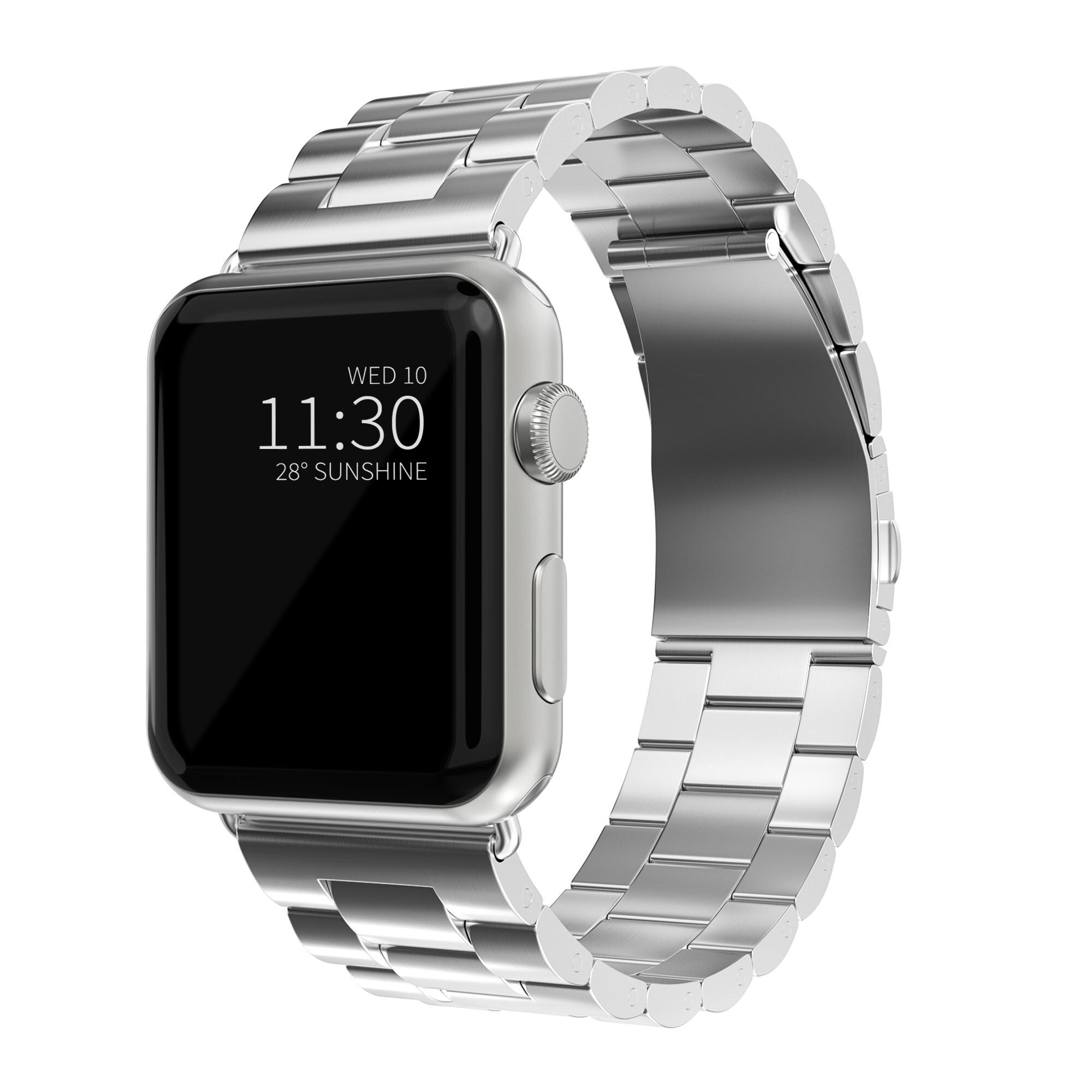 Apple Watch Series 4-6 40mm Stilrent linkarmbånd i metal, Sølv