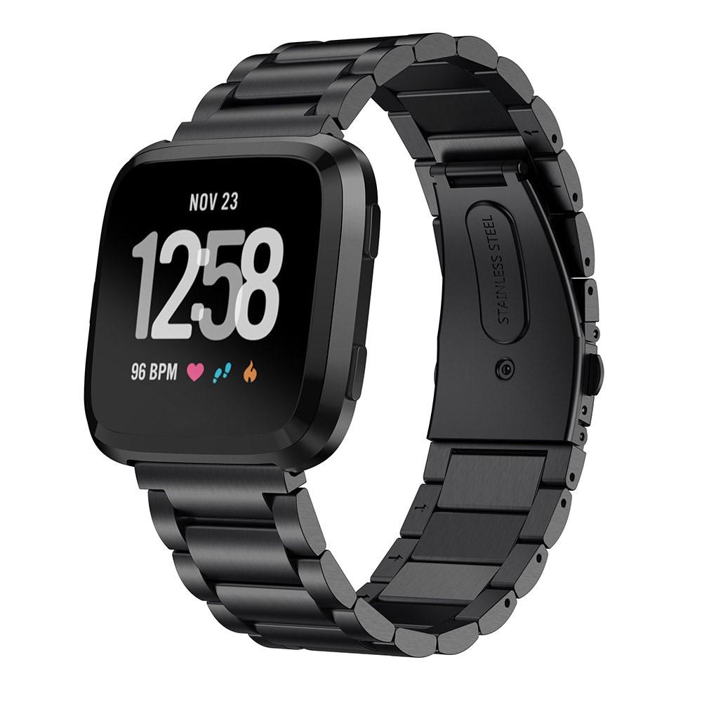 Fitbit Versa/Versa 2 Stilrent linkarmbånd i metal, Sort