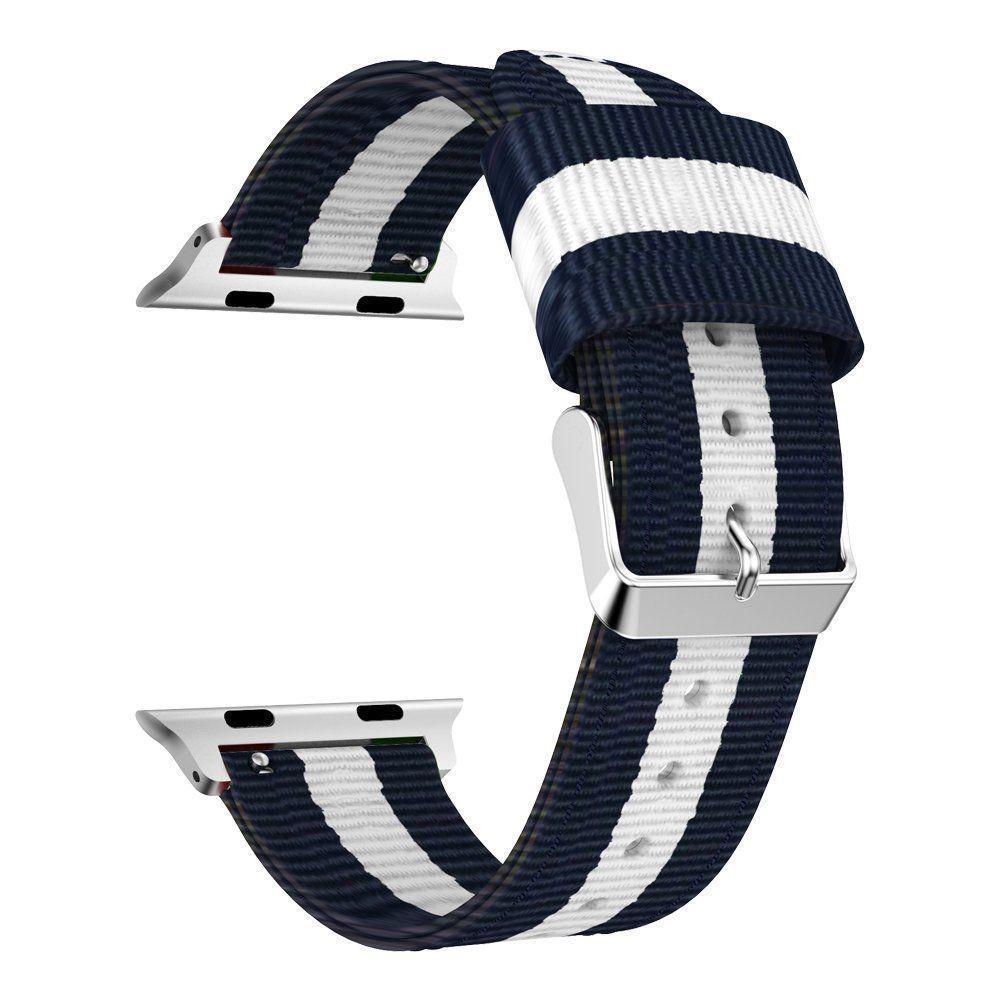Apple Watch SE 40mm Armbånd i nylon, blå/hvid