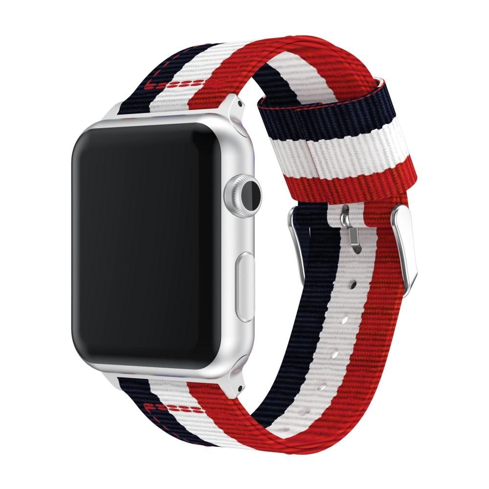 Apple Watch SE 40mm Armbånd i nylon, blå/hvid/rød