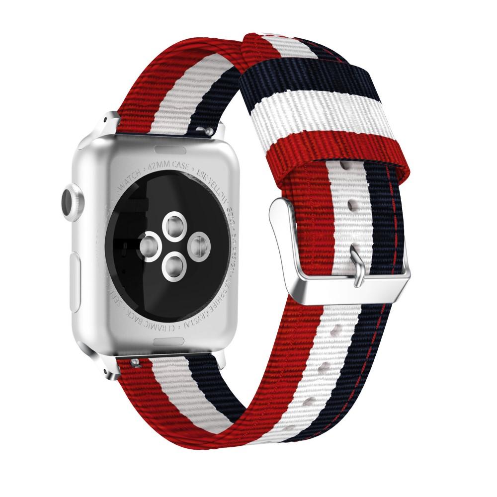 Apple Watch SE 40mm Armbånd i nylon, blå/hvid/rød