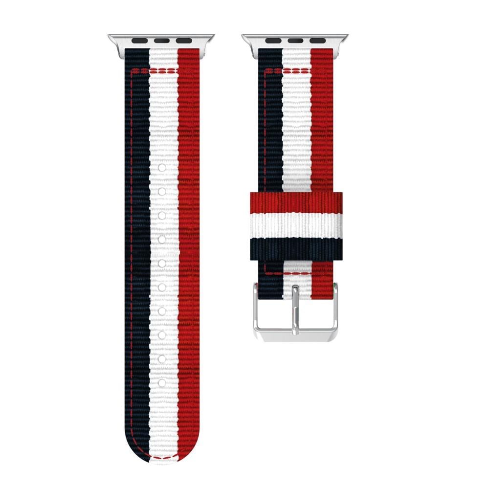 Apple Watch SE 40mm Armbånd i nylon, blå/hvid/rød