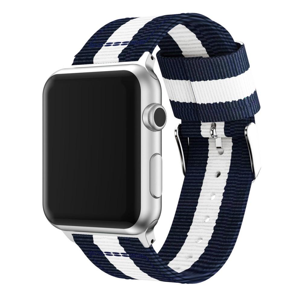 Apple Watch Series 8 45mm Armbånd i nylon, blå/hvid