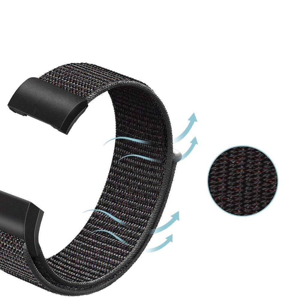 Fitbit Charge 3/Charge 4 Armbånd i nylon, Sort