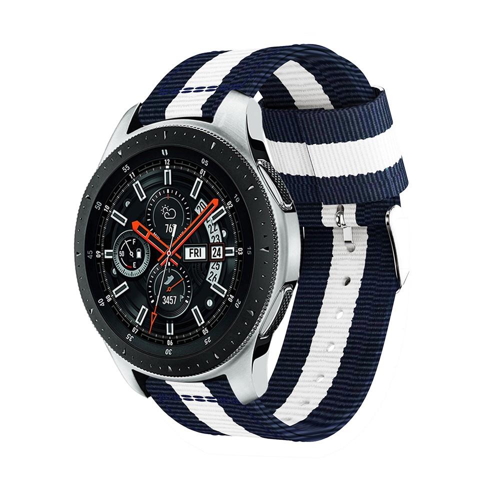Samsung Galaxy Watch 46mm Armbånd i nylon, blå/hvid