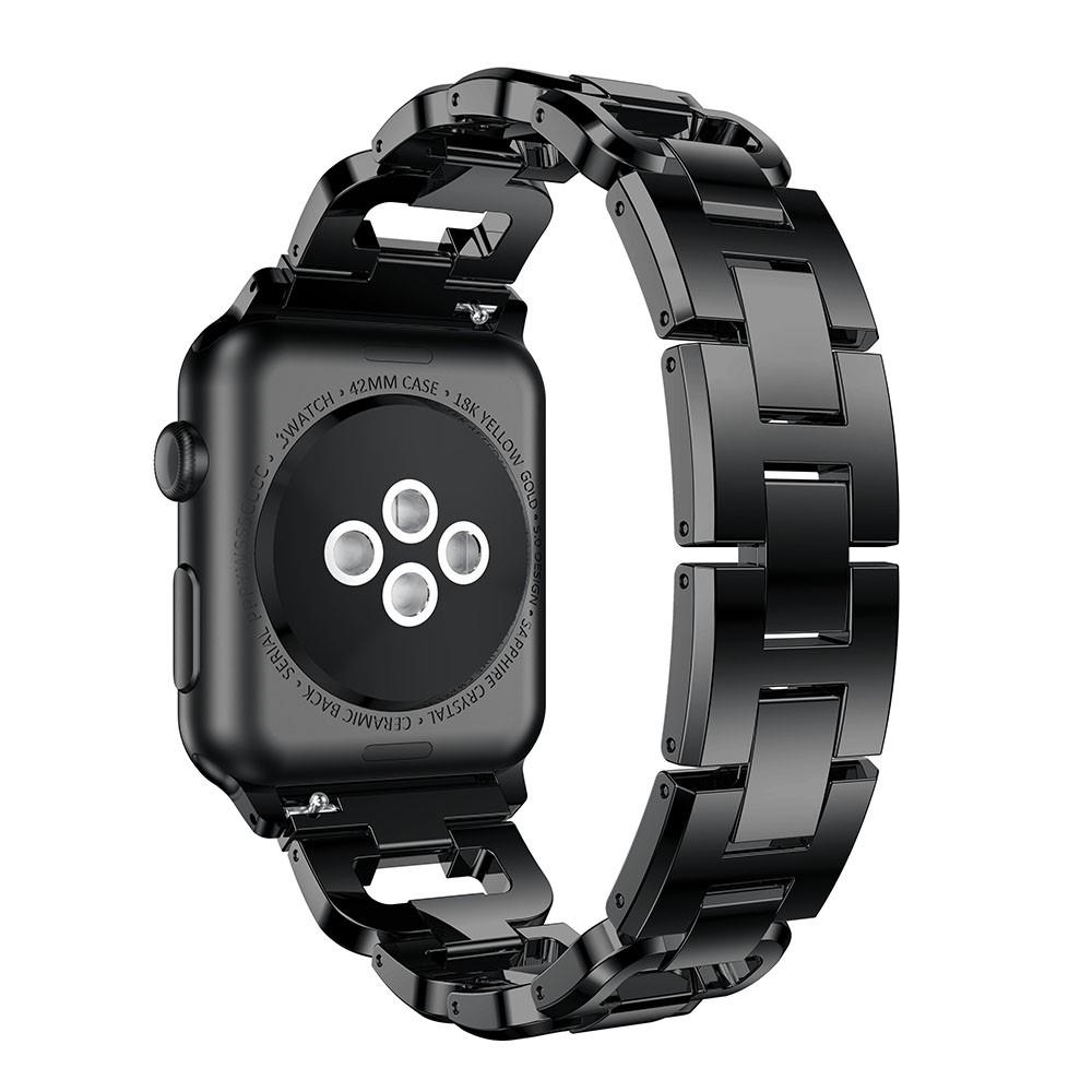 Apple Watch Series 7 45mm Luksuriøst armbånd med glitrende sten, Sort