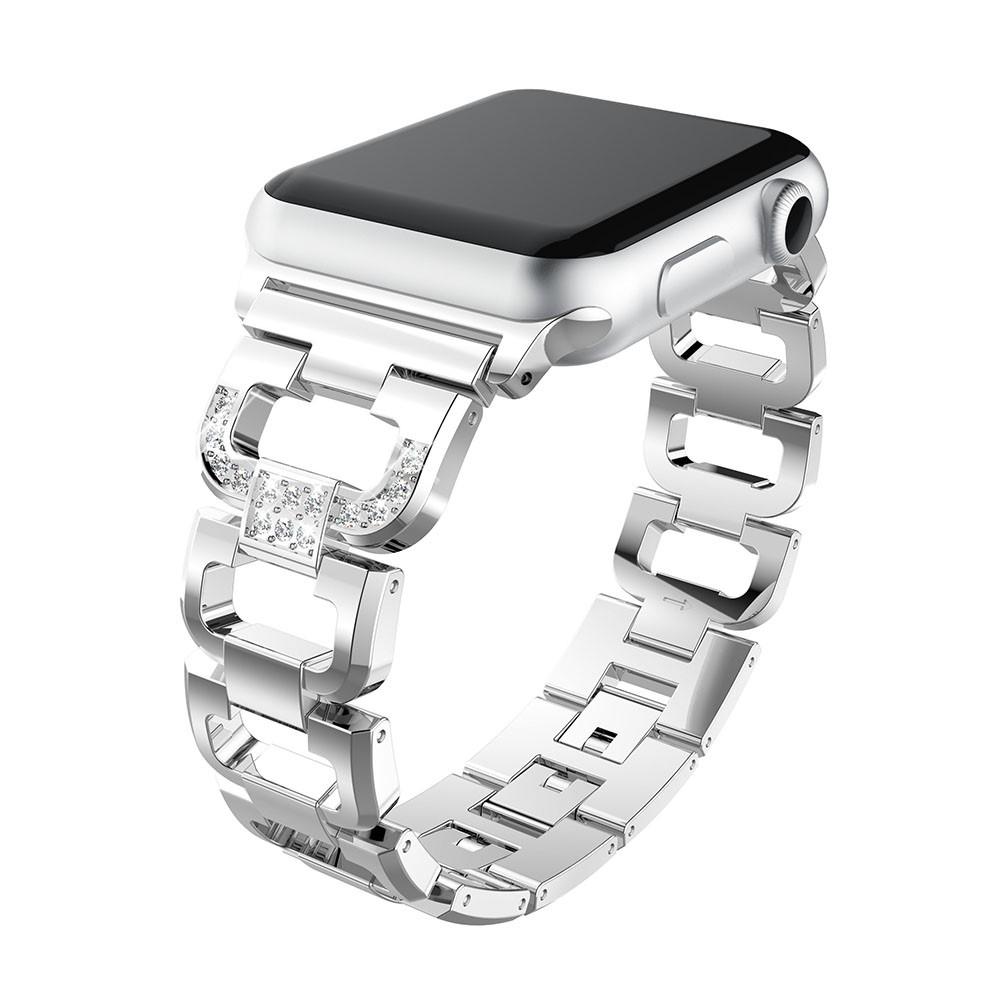Apple Watch Ultra 49mm 1st Gen Luksuriøst armbånd med glitrende sten, Sølv