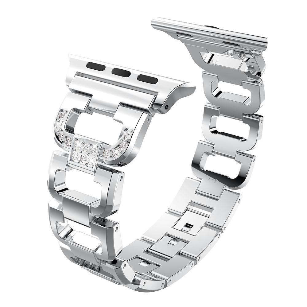 Apple Watch Series 7 41mm Luksuriøst armbånd med glitrende sten, Sølv