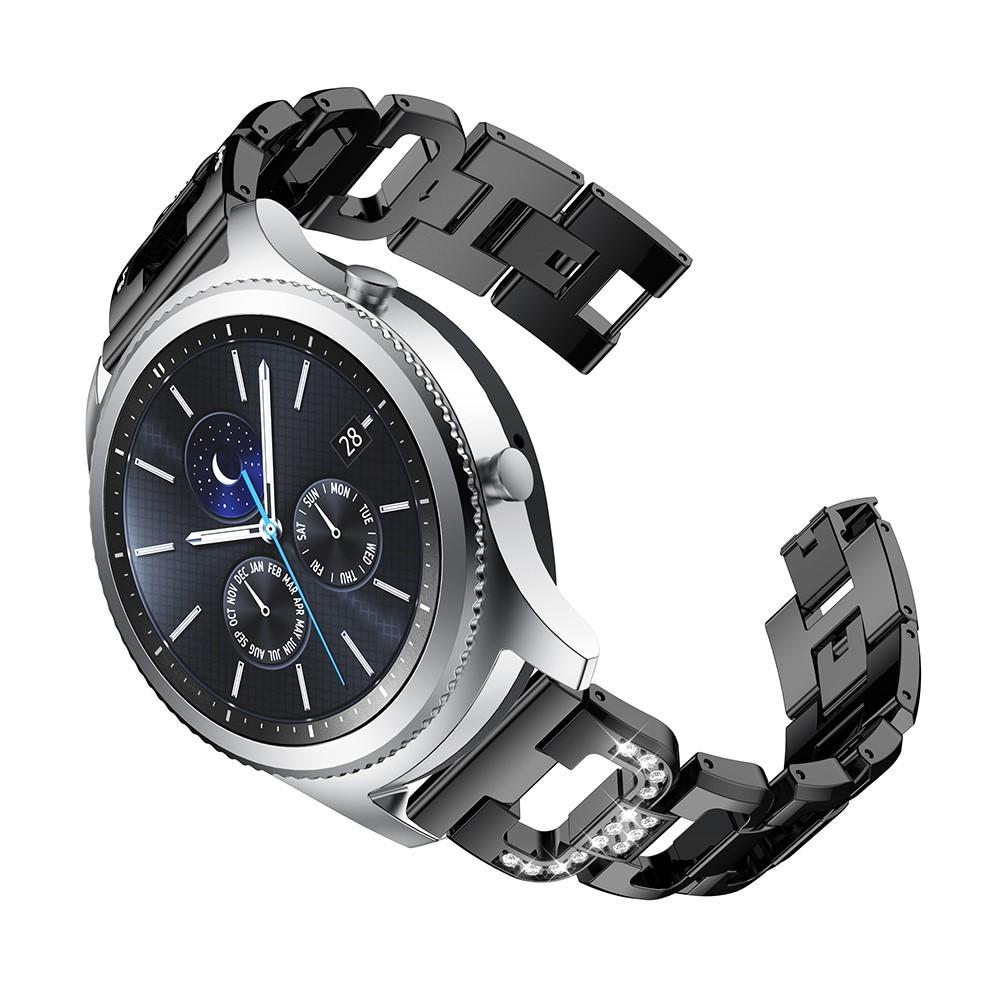 Samsung Galaxy Watch 46mm/Gear S3 Frontier/Gear S3 Classic Luksuriøst armbånd med glitrende sten, Sort