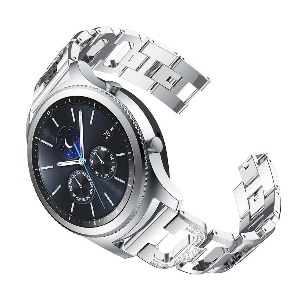 Samsung Galaxy Watch 46mm/Gear S3 Frontier/Gear S3 Classic Luksuriøst armbånd med glitrende sten, Sølv