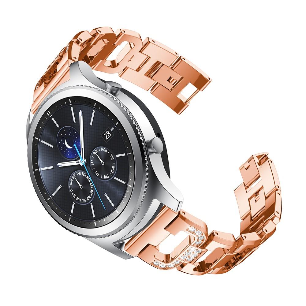 Samsung Galaxy Watch 46mm/Gear S3 Frontier/Gear S3 Classic Luksuriøst armbånd med glitrende sten, Rose guld