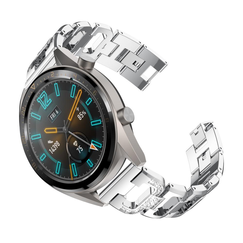 Huawei Watch GT 2 46mm/Watch GT 2e/Watch GT Luksuriøst armbånd med glitrende sten, Sølv