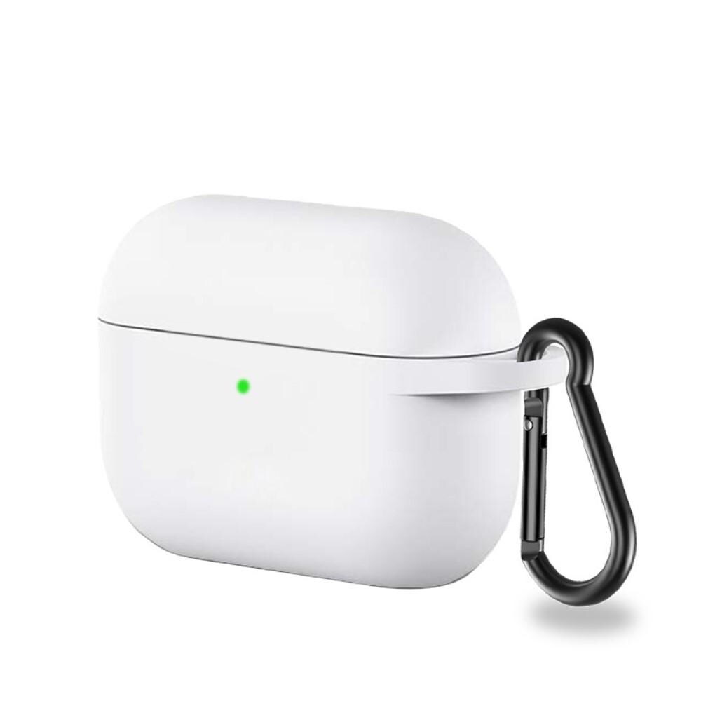 Apple AirPods Pro Silikonecover + karabinhage, Hvid
