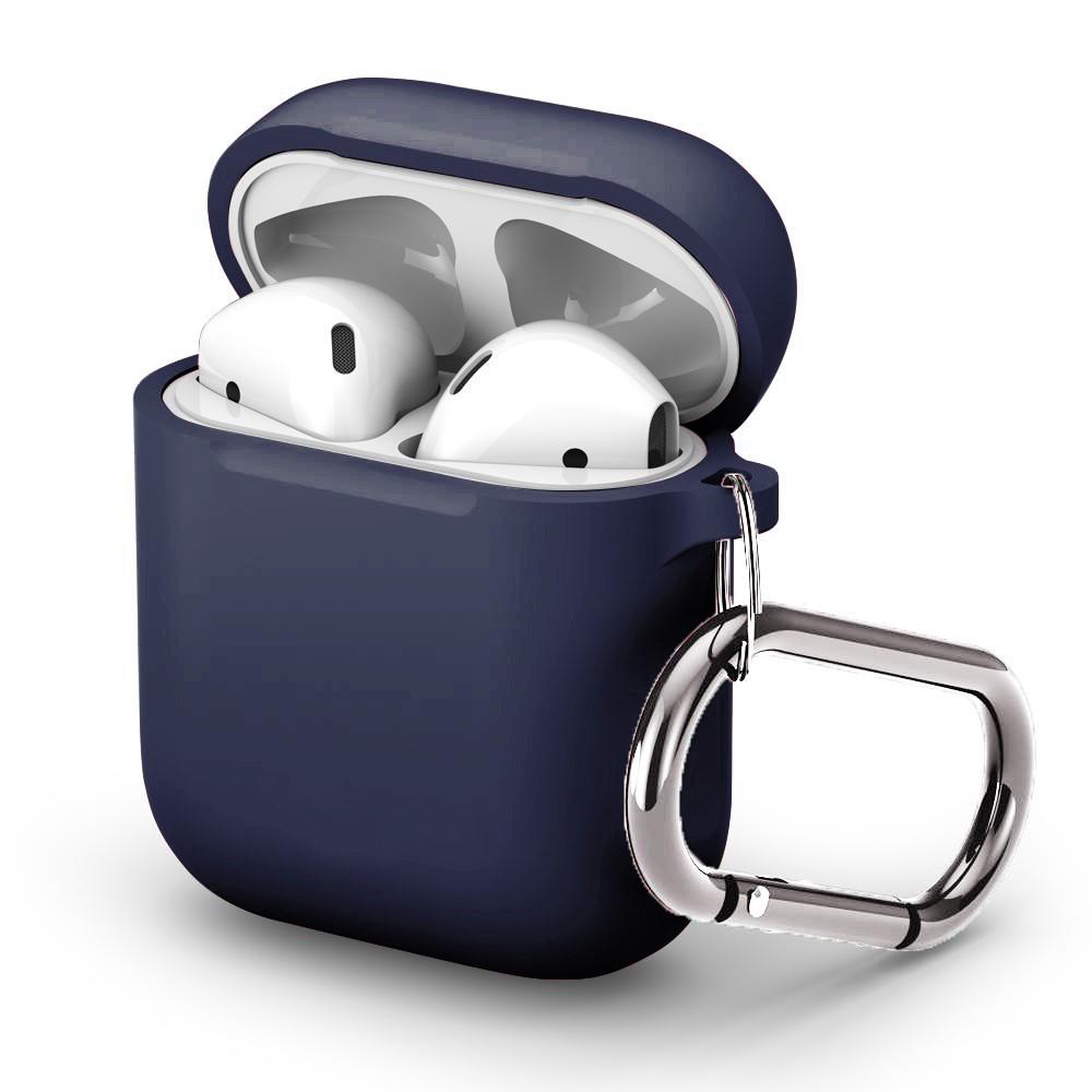 Apple AirPods Silikonecover + karabinhage, Blå