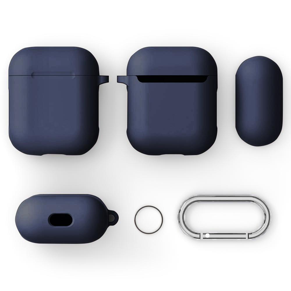 Apple AirPods Silikonecover + karabinhage, Blå