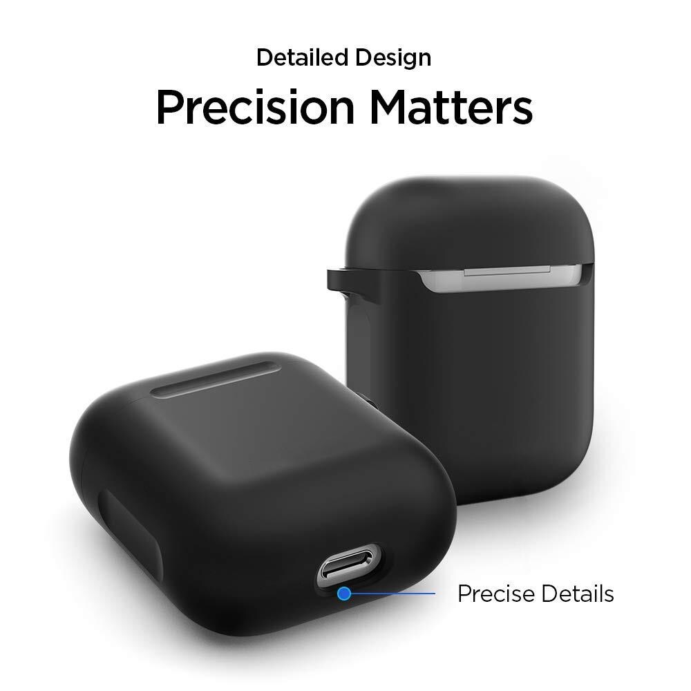 Apple AirPods Silikonecover + karabinhage, Sort