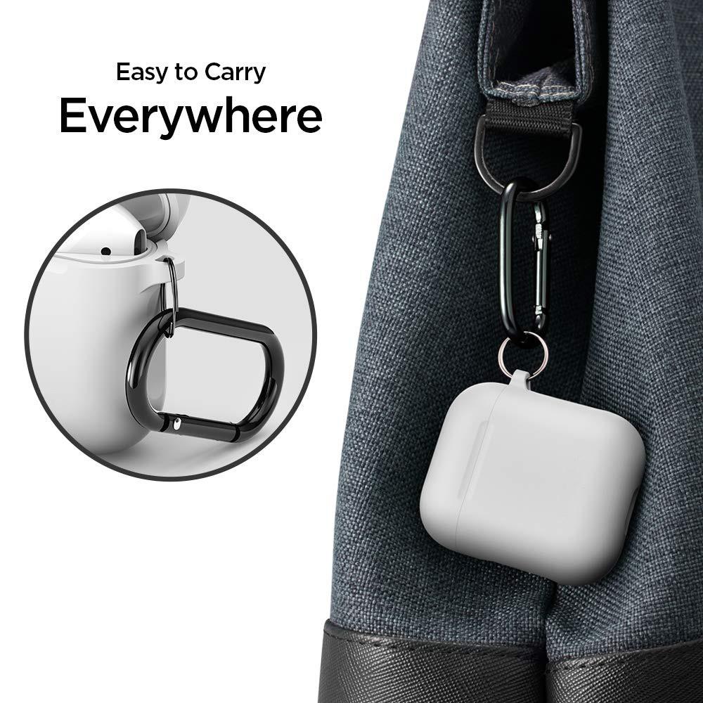 Apple AirPods Silikonecover + karabinhage, Sort