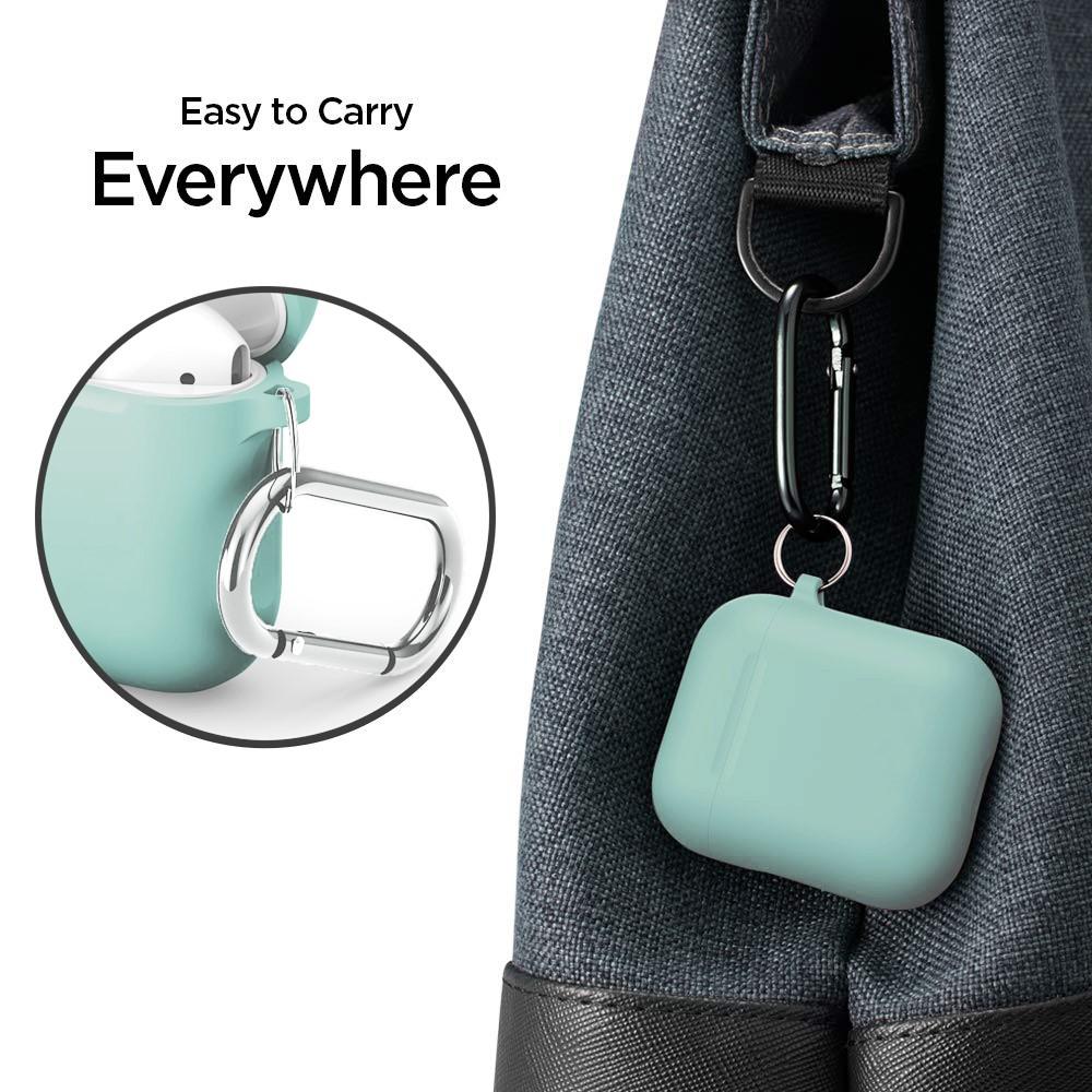 Apple AirPods Silikonecover + karabinhage, Turkis