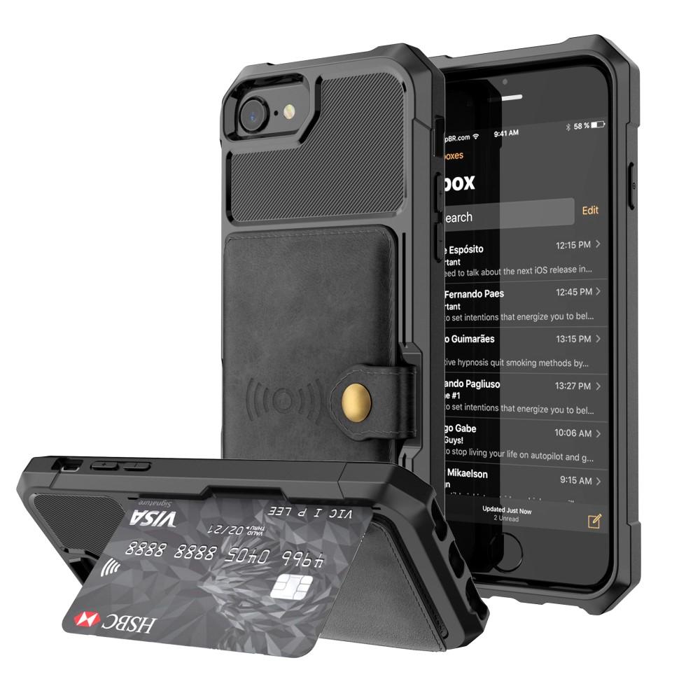 iPhone 6/6S Stødsikkert mobilcover med pung, Sort