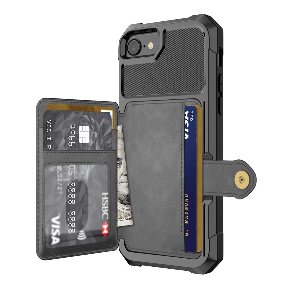iPhone 6/6S Stødsikkert mobilcover med pung, Sort