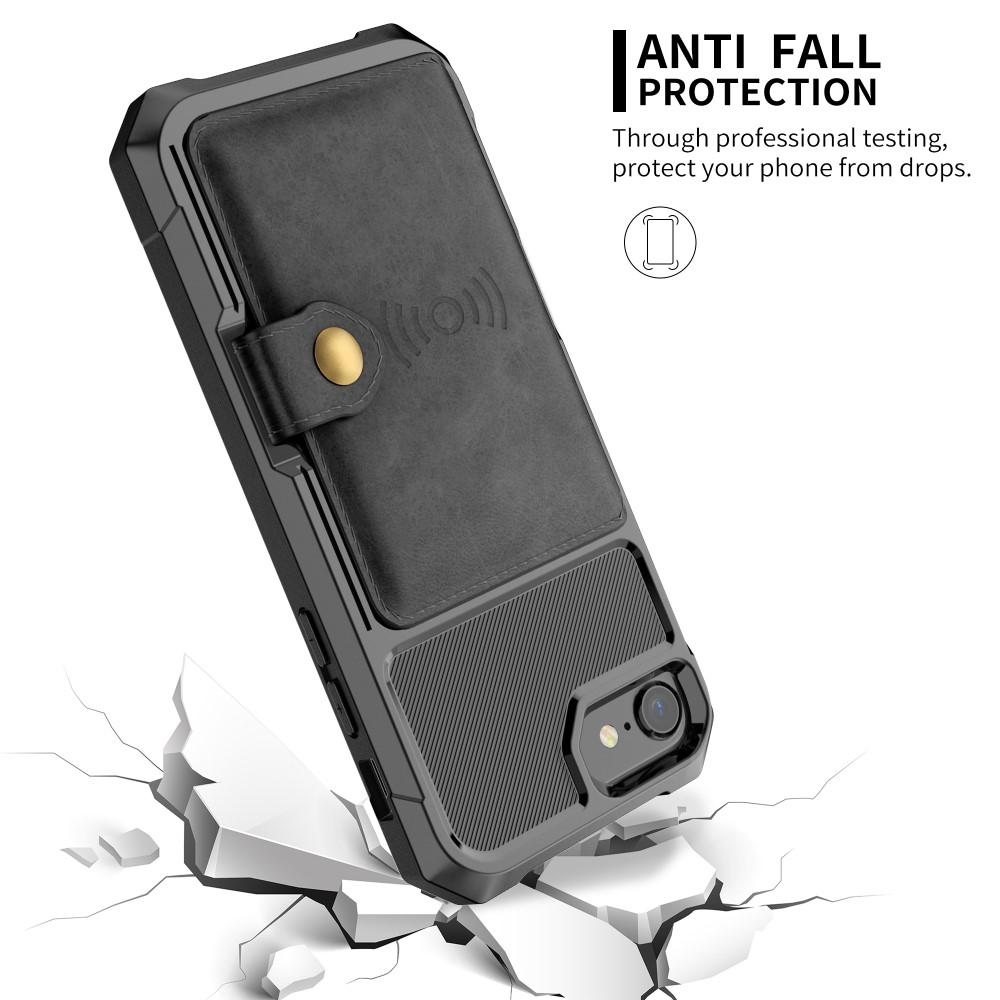 iPhone 6/6S Stødsikkert mobilcover med pung, Sort