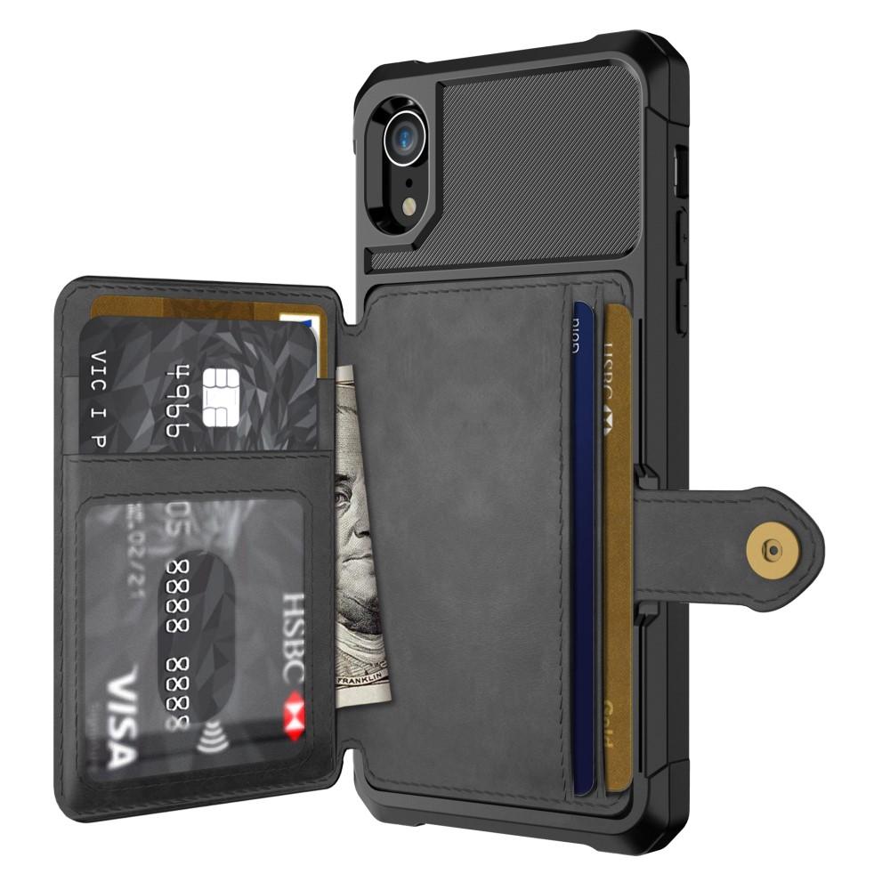 iPhone Xr Stødsikkert mobilcover med pung, Sort
