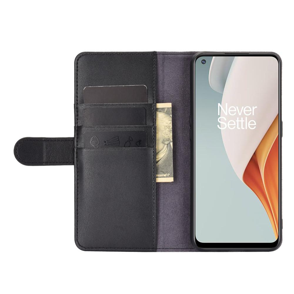  OnePlus Nord N100 Slankt mobiletui i ægte læder, Sort