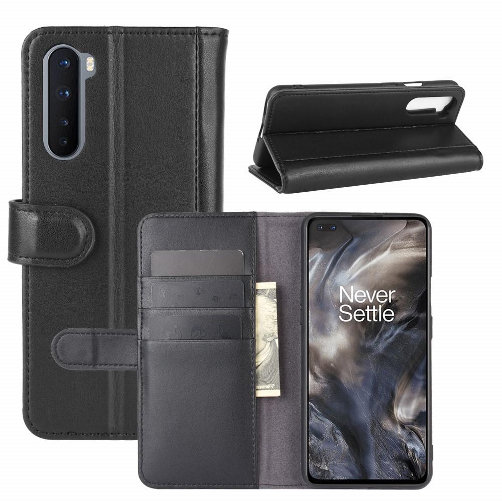  OnePlus Nord Slankt mobiletui i ægte læder, Sort