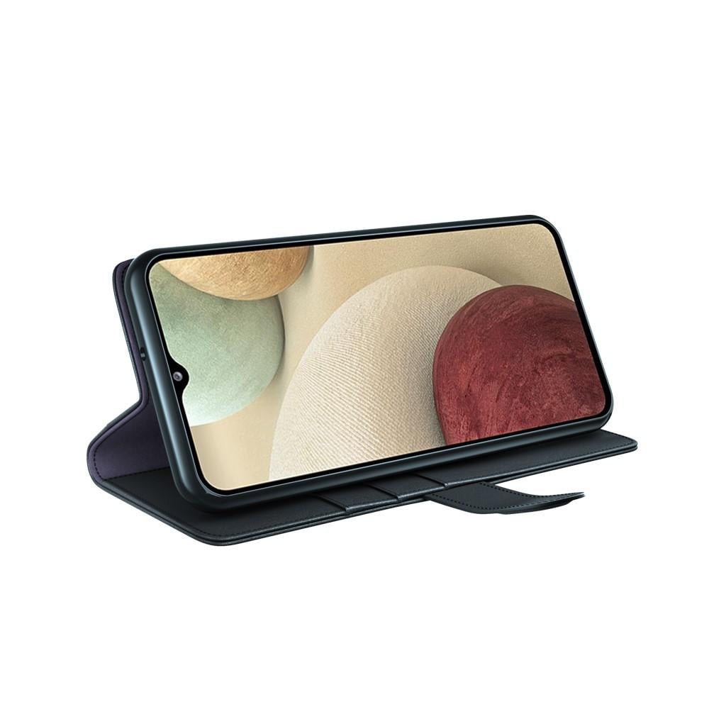 Samsung Galaxy A12 5G Slankt mobiletui i ægte læder, Sort