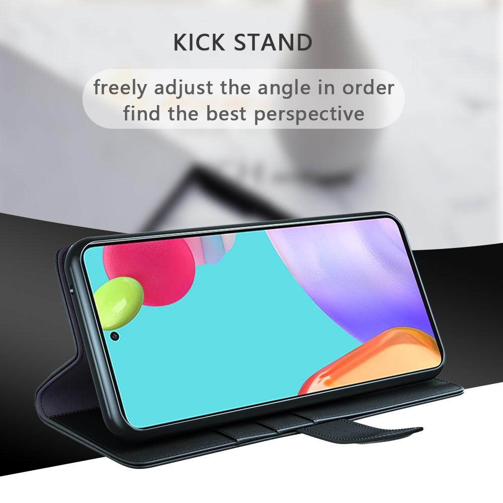 Samsung Galaxy A52 5G Slankt mobiletui i ægte læder, Sort