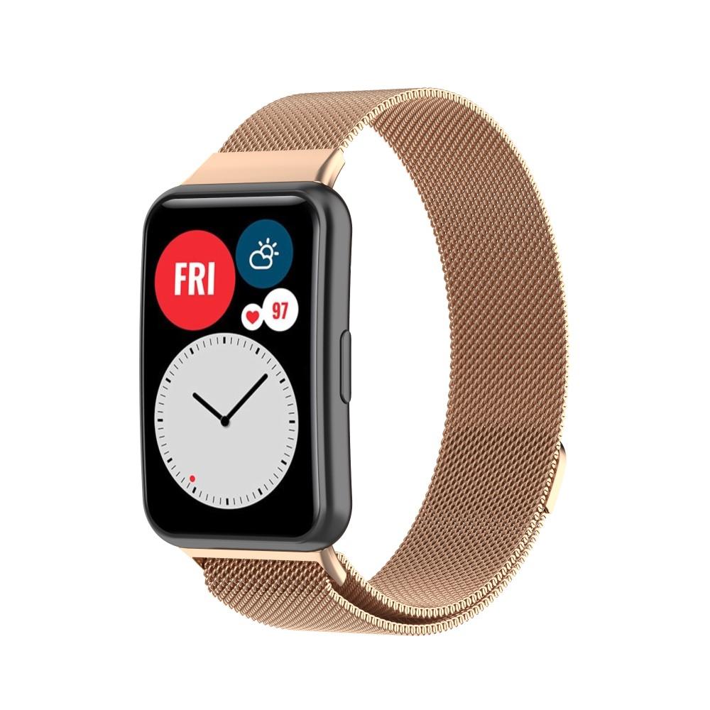 Huawei Watch Fit Armbånd Milanese Loop, Rose guld