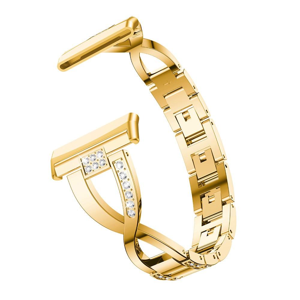 Fitbit Sense/Versa 3 Smalt kædearmbånd med glitrende sten, Guld