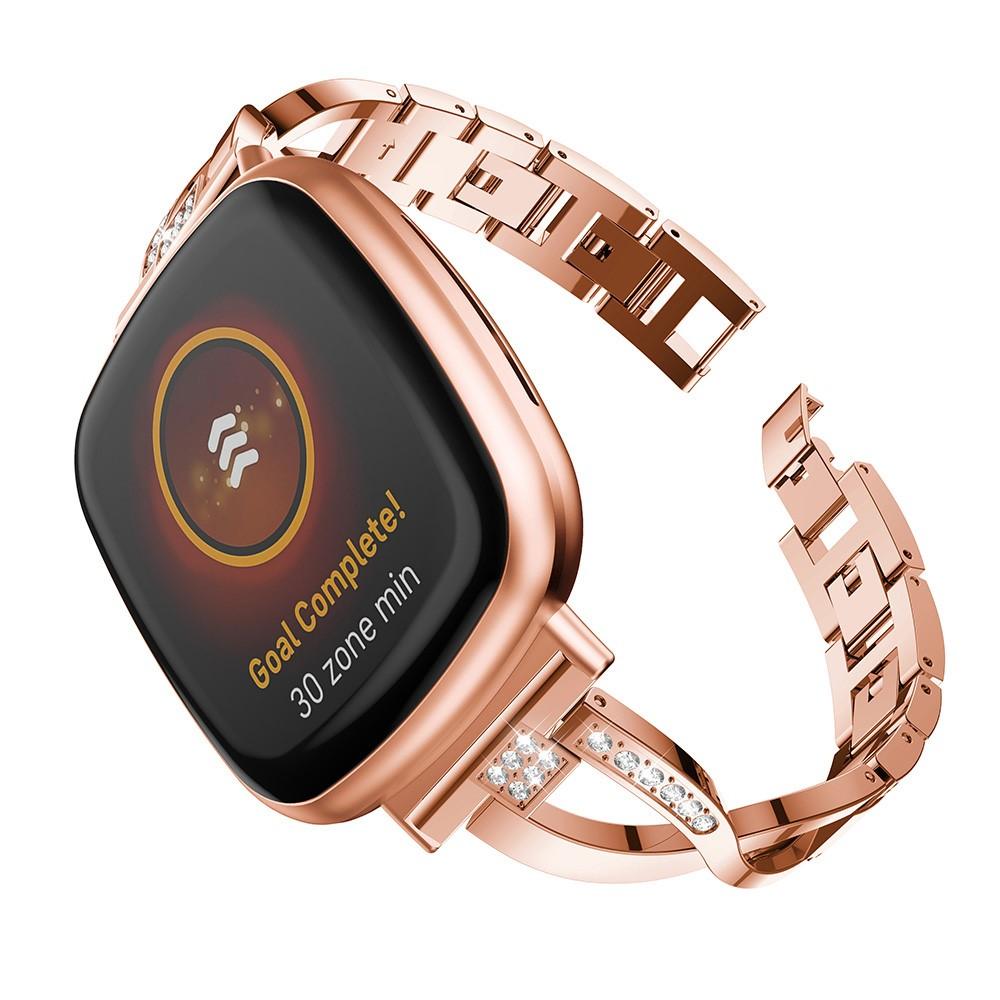 Fitbit Sense 2 Smalt kædearmbånd med glitrende sten, Rose guld