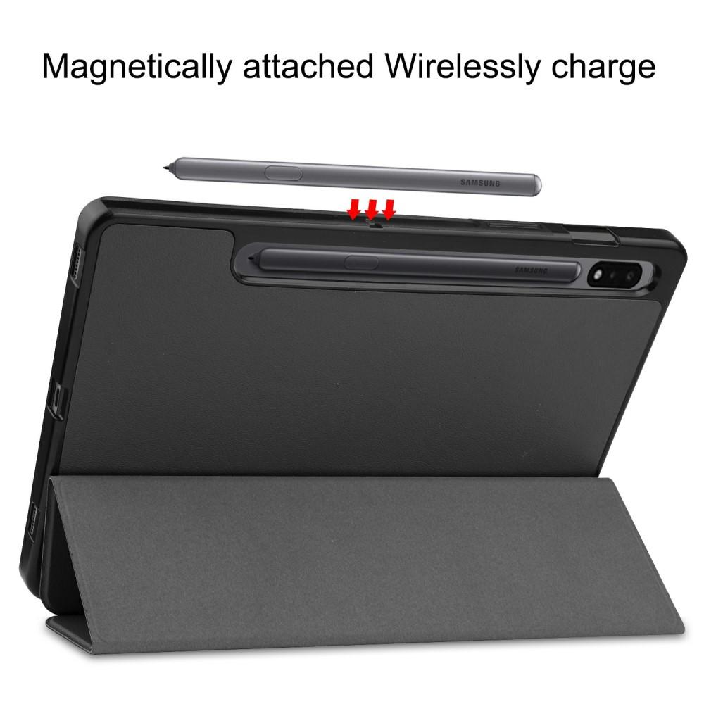 Samsung Galaxy Tab S8/Galaxy Tab S7 Tri-fold etui med penneholder, Sort