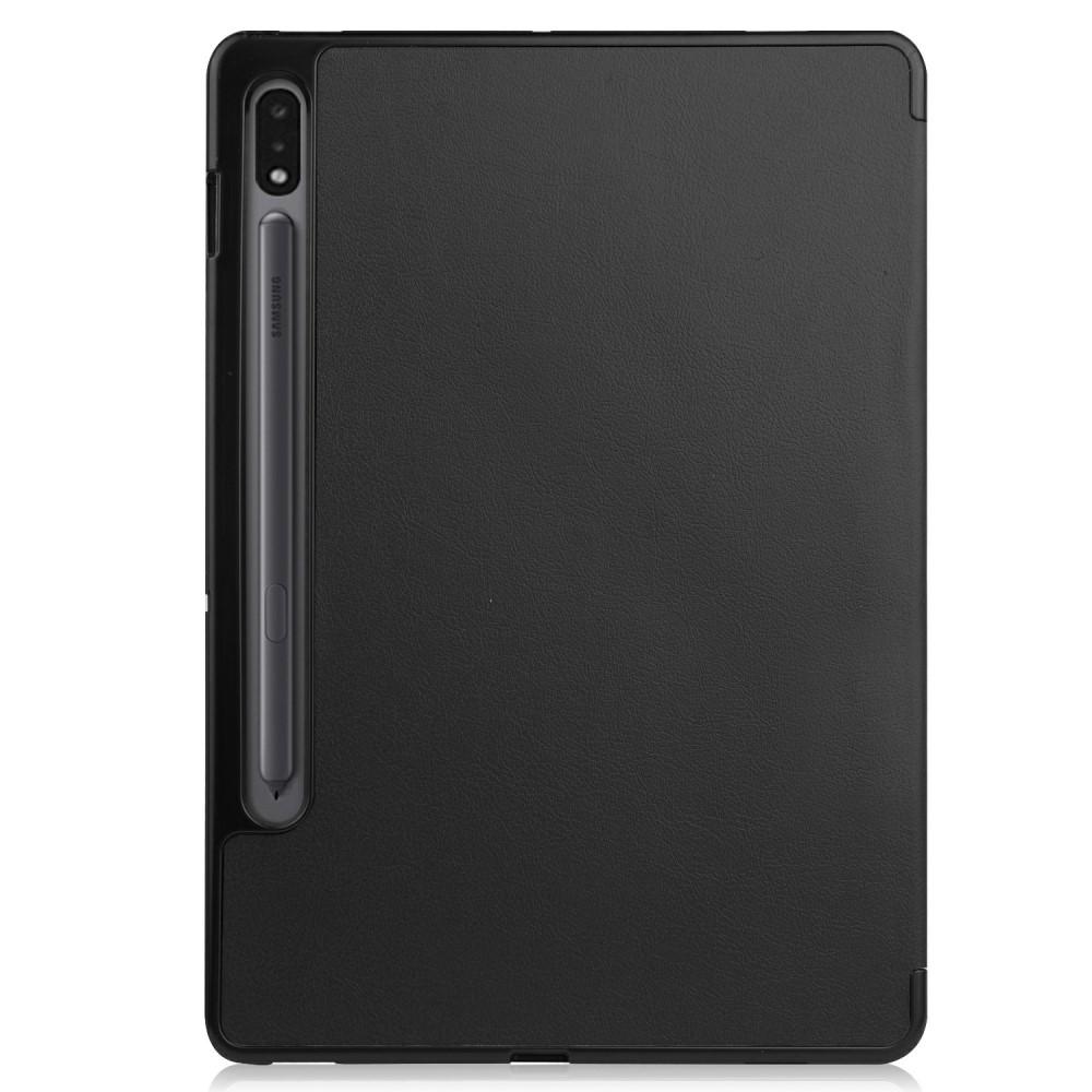 Samsung Galaxy Tab S8/Galaxy Tab S7 Tri-fold etui med penneholder, Sort