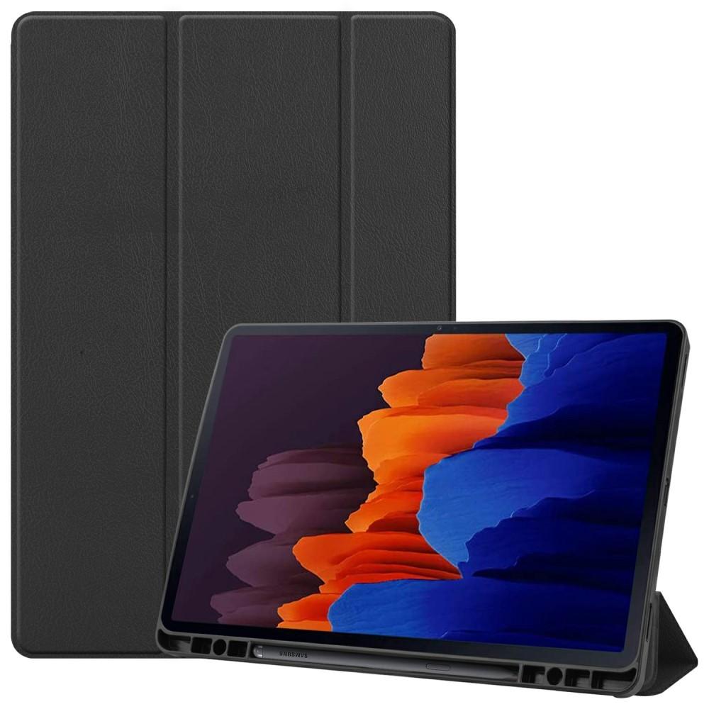 Samsung Galaxy Tab S8 Plus/Galaxy Tab S7 Plus Tri-fold etui med penneholder, Sort