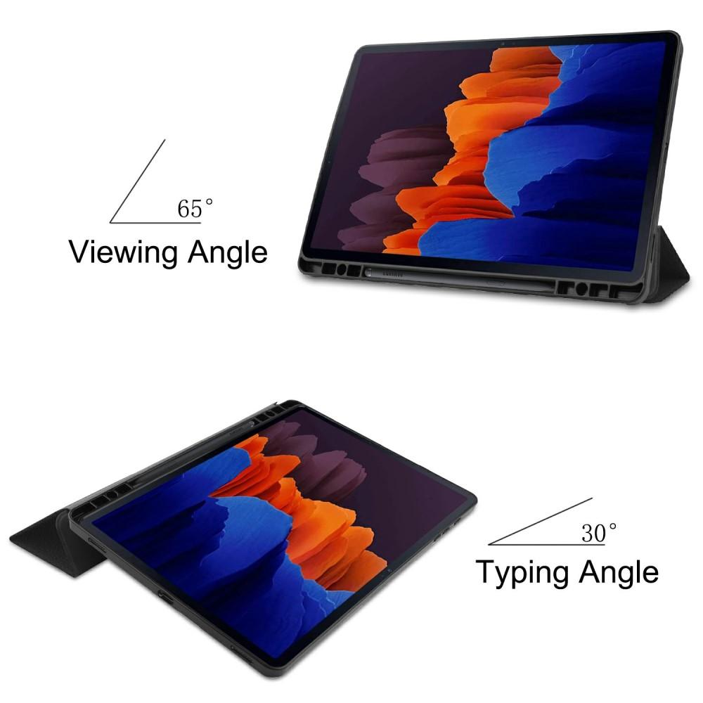 Samsung Galaxy Tab S8 Plus/Galaxy Tab S7 Plus Tri-fold etui med penneholder, Sort