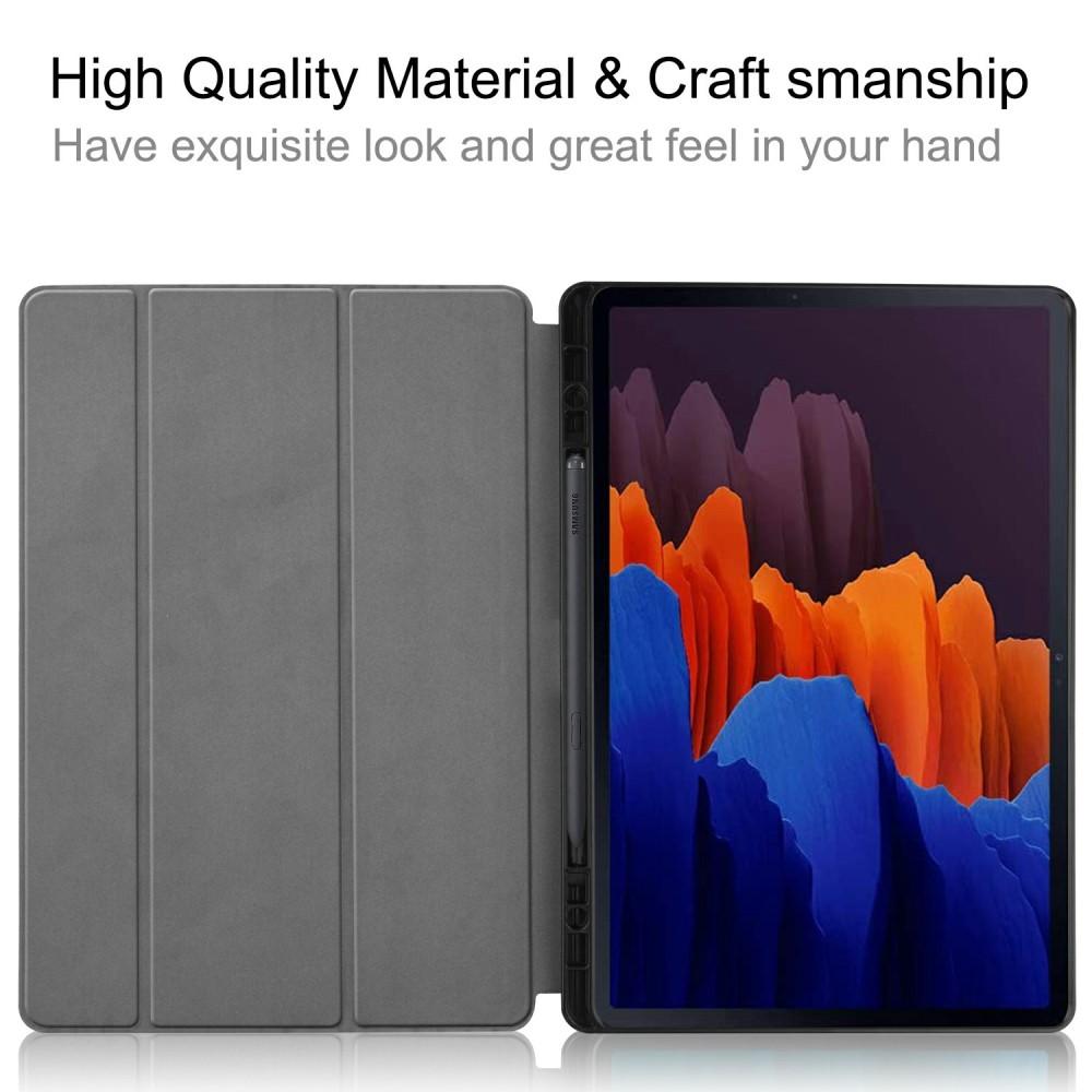 Samsung Galaxy Tab S8 Plus/Galaxy Tab S7 Plus Tri-fold etui med penneholder, Sort