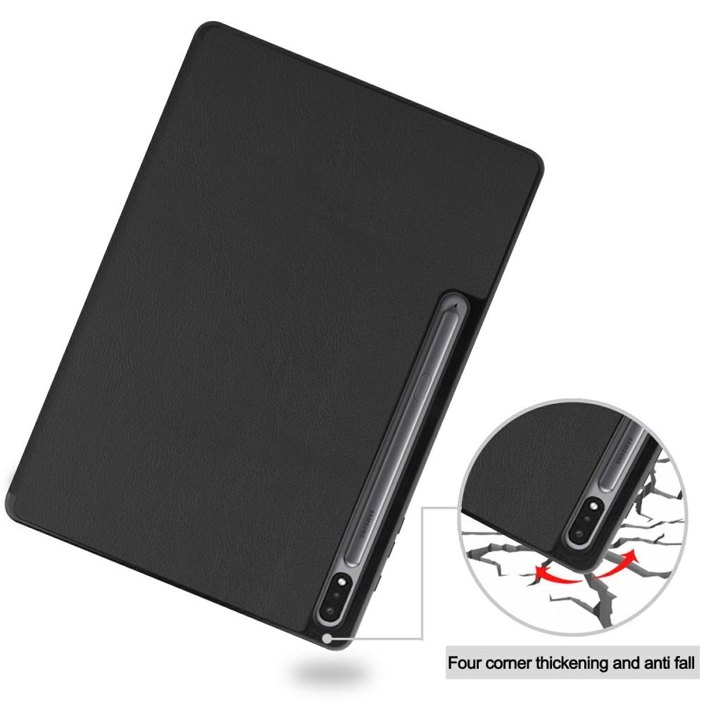 Samsung Galaxy Tab S8 Plus/Galaxy Tab S7 Plus Tri-fold etui med penneholder, Sort