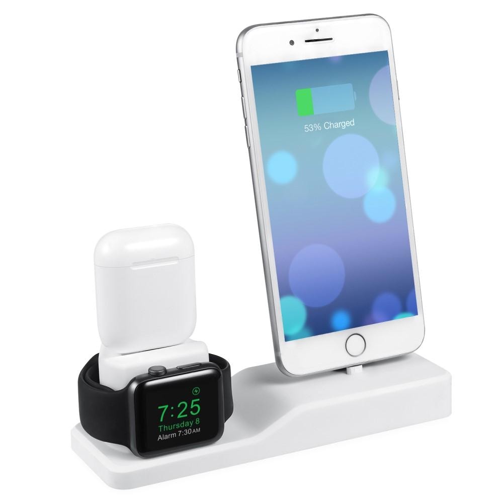 Opladningsstander (3-i-1) til AirPods, Apple Watch og iPhone, Hvid