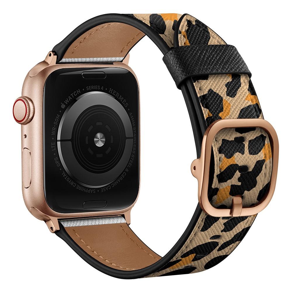 Apple Watch Series 10 46mm Armbånd i ægte læder, Leopard
