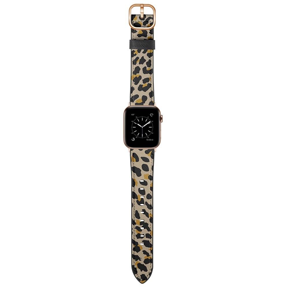 Apple Watch Series 10 46mm Armbånd i ægte læder, Leopard