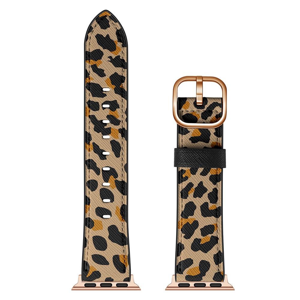 Apple Watch Series 10 46mm Armbånd i ægte læder, Leopard