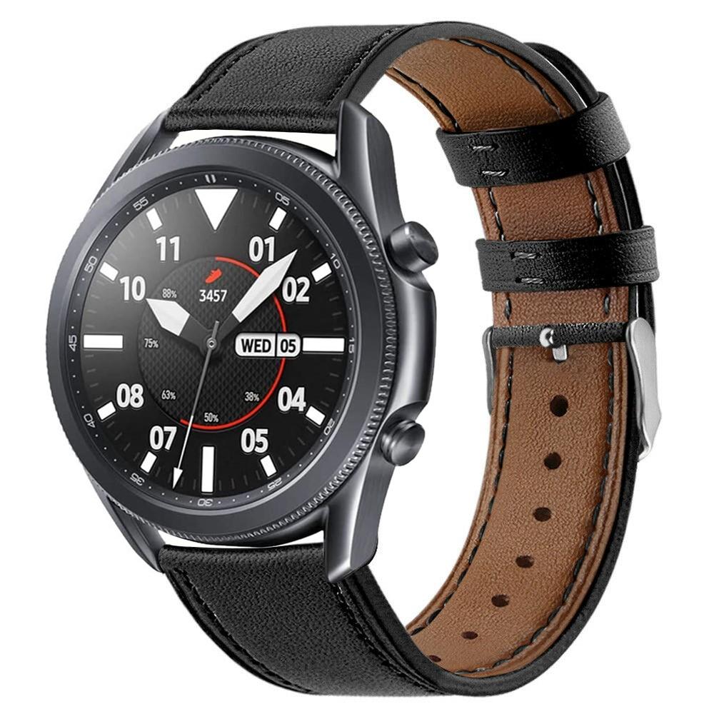 Samsung Galaxy Watch 3 45mm Armbånd i ægte læder, Sort