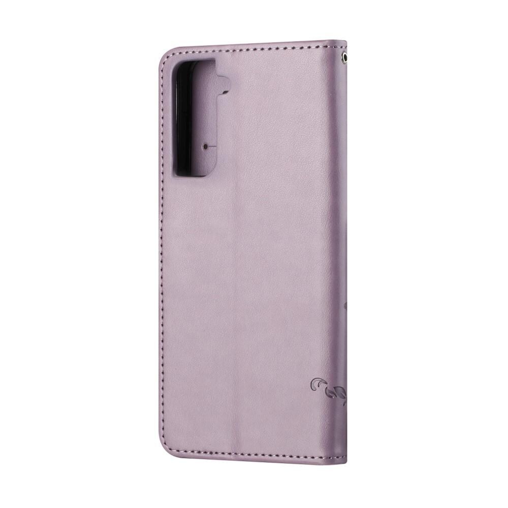 Samsung Galaxy S21 FE Mobiletui med sommerfugle, Lilla