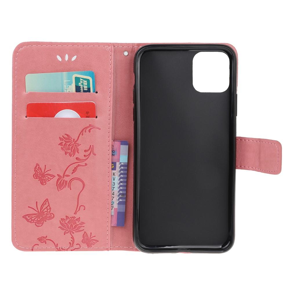 iPhone 12/iPhone 12 Pro Mobiletui med sommerfugle, Lyserød