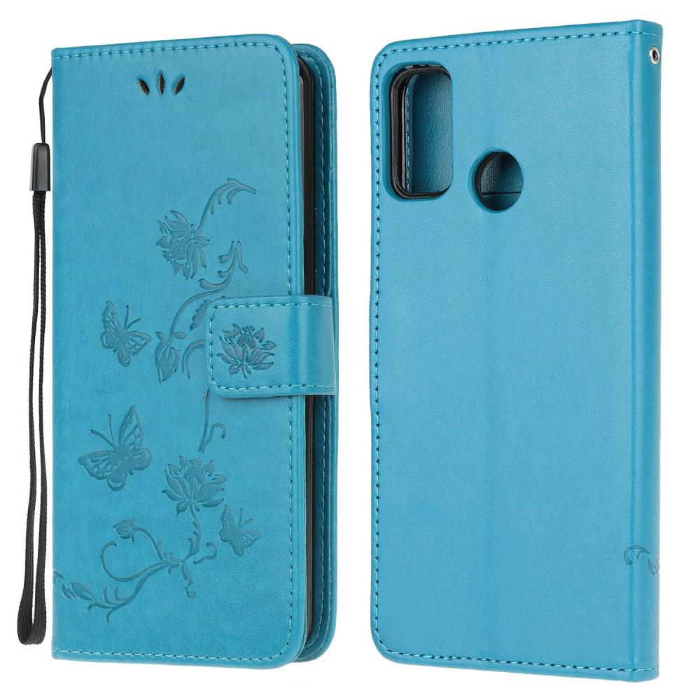 Motorola Moto G30/Moto G10/Moto G20 Mobiletui med sommerfugle, Blå